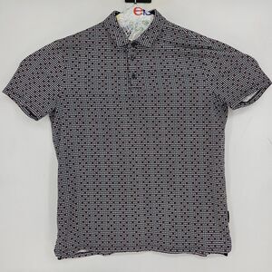 Armani Exchange Polo Shirt Mens Medium Black Geometric Short Sleeve Golf‎